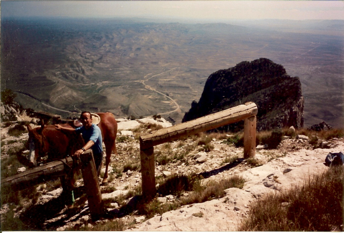 Erick in October, 1994, with Lady at the top of Guadalupe Peak