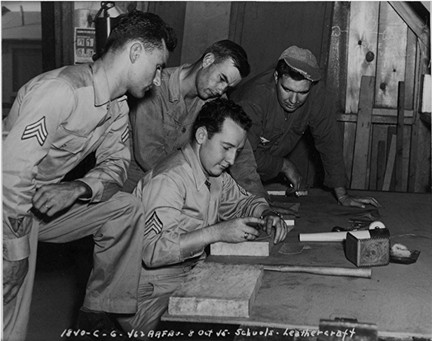 Frank William Abner Conard tooling leather in the army air corp October 8, 1945 