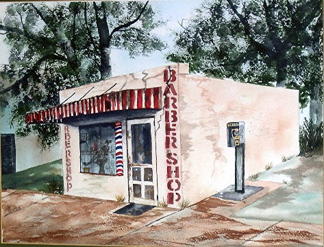 Frank Conard's Father's (Jessie Frank) Barber Shop in Granada