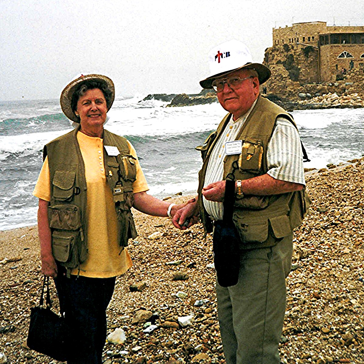 Frank Conard with his wife Billie Faye Waller Conard in Israel at Caesarea Phillipi in April 1998